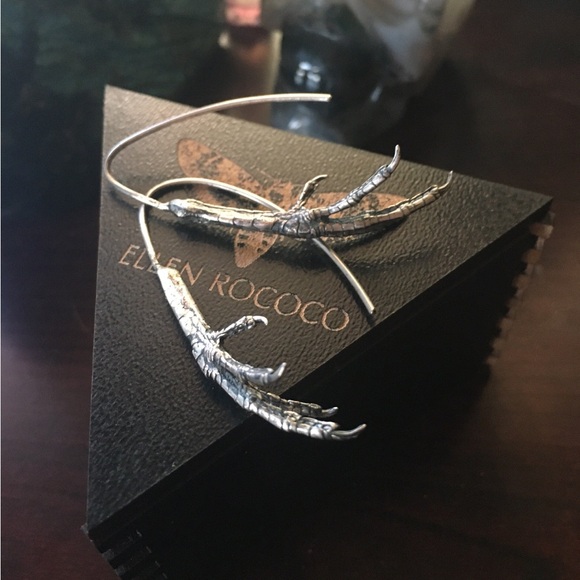 Ellen Rococo Sterling Silver Starling Bird Claw Talon Hanger Earrings BNIB - Picture 6 of 6